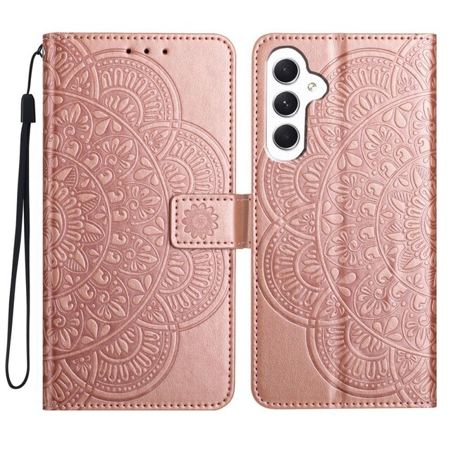 SKALO Samsung A15 5G Mandala Flip Cover - Rosa guld