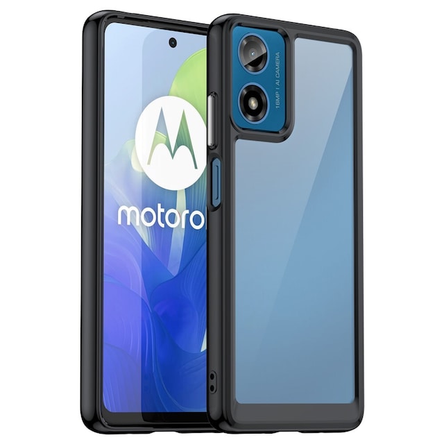 SKALO Motorola Moto G04 Stødsikker Clear Hybrid Cover - Sort