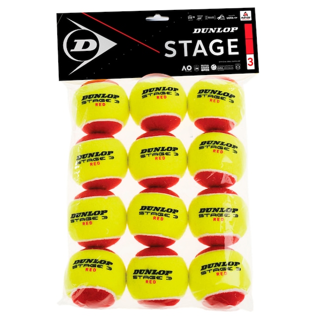 Dunlop Stage 3 Red - 12 stk. Polybag Tennisbolde