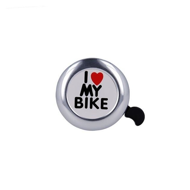 Sølvfarvet ringeklokke til cykel - I love my bike