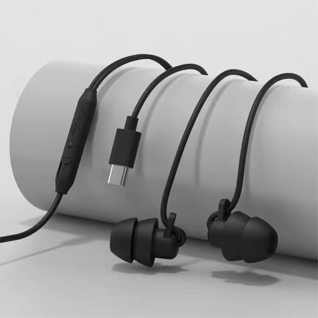USB-C headset in-ear hovedtelefoner søvn støj isolering - sort
