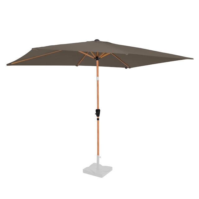 VONROC Parasol Rapallo 200x300cm - Premium rektangulær parasol - trælook | Taupe