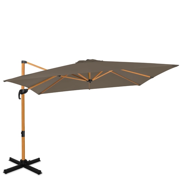 VONROC Frisvinger Pisogne 300x300cm - Premium parasol - trælook | Taupe