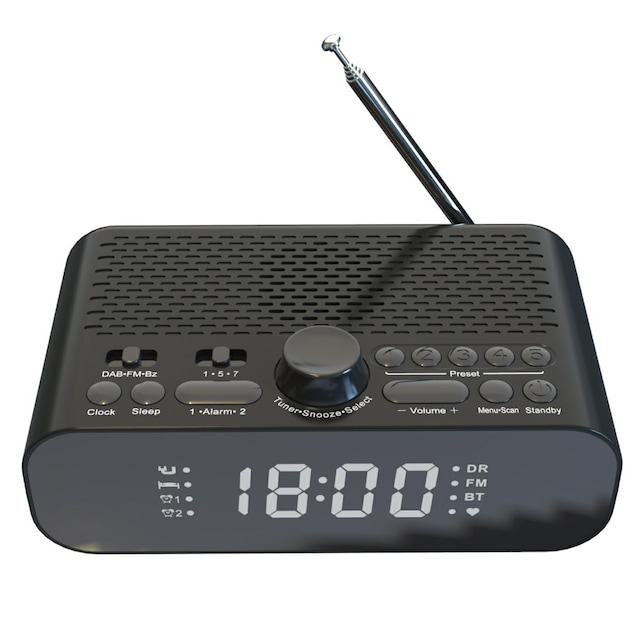 LED skærm Digitalt vækkeur Bluetooth højttaler FM/DAB radio