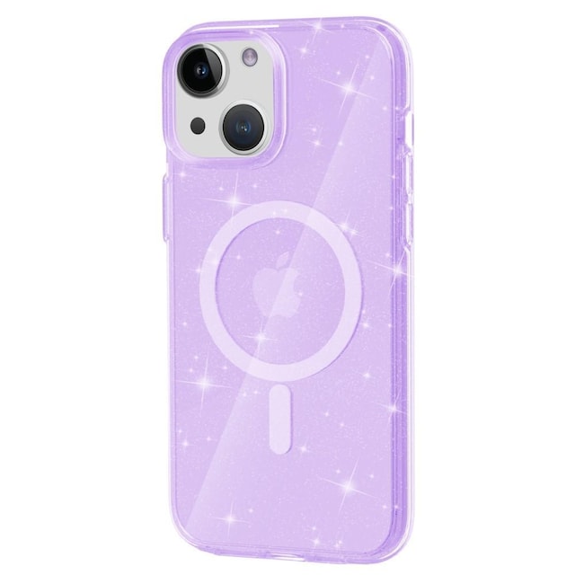 SKALO iPhone 15 Glitter Magnetic Ring TPU Cover - Lilla