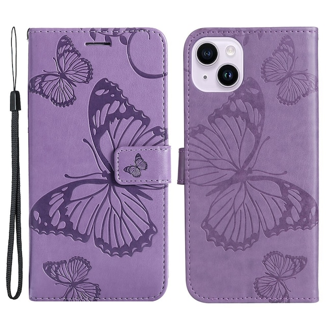 SKALO iPhone 15 Plus Mandala Butterfly Flip Cover - Lilla