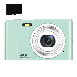 Digitalkamera med 48 MP, HD 1080p, 16x zoom, 32 GB hukommelseskort Grøn