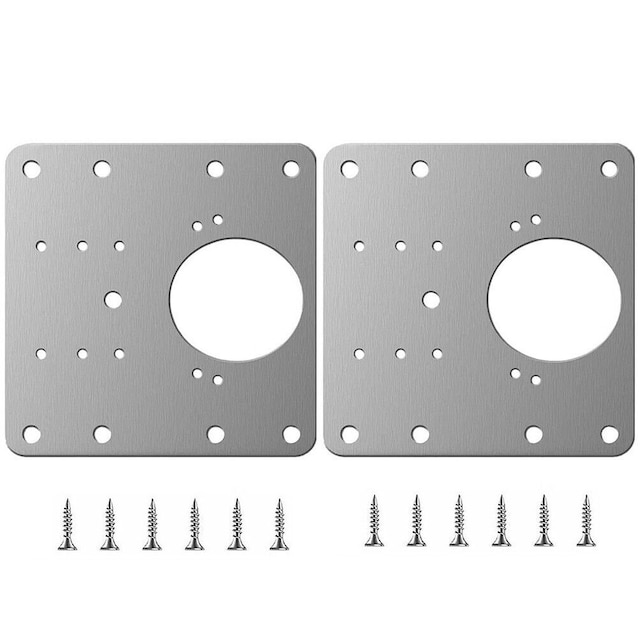 Reparationsplade til hængslede møbler 9x9 cm rustfrit stål 2-pak