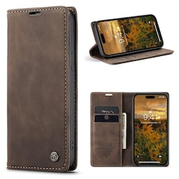 CASEME Retro tegnebog taske til iPhone 15 Pro Max - Kaffe