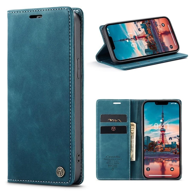 CASEME Retro tegnebog taske til iPhone 15 Plus - Blå