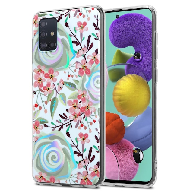 Samsung Galaxy A51 4G / M40s Etui Cover Blomster (Hvid)