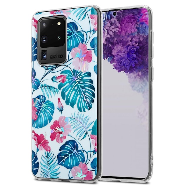Samsung Galaxy S20 ULTRA Etui Cover Blomster (Hvid)