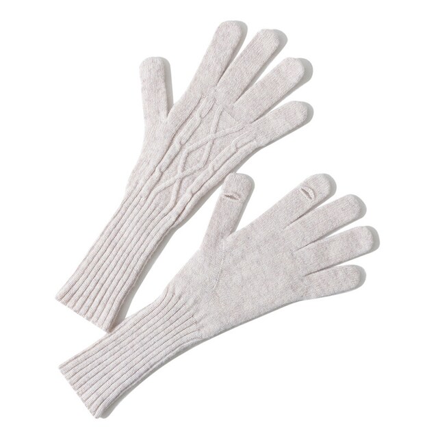Vinterhandsker med fingerspids berøringsskærm design ren uld Hvid