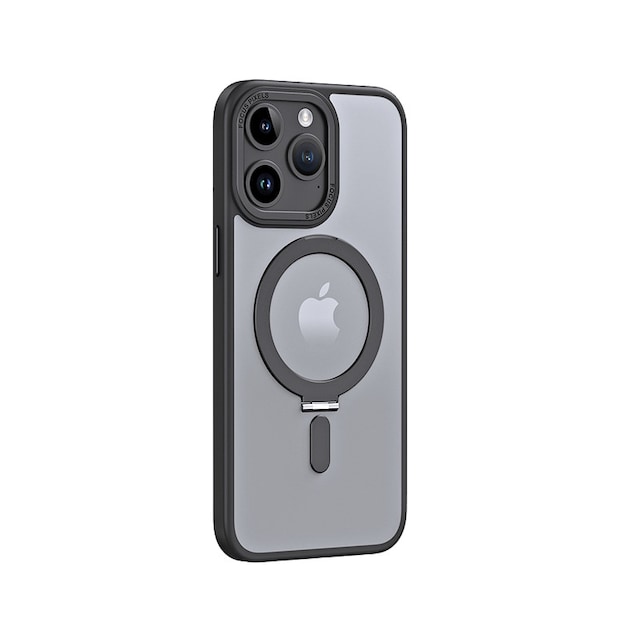 Magnetisk telefoncover med usynlig stander kompatibel med MagSafe Sort iPhone 15 Pro Max