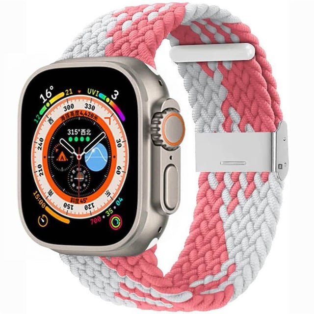 Flettet Urrem Apple Watch Ultra (49mm) - Pinkwhite