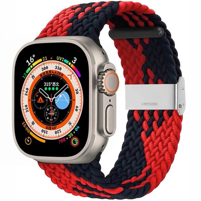 Flettet Urrem Apple Watch Ultra (49mm) - Redblack