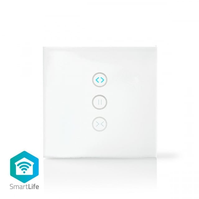 Nedis SmartLife Vægkontakt | Wi-Fi | Gardin / Lukker / Solskærm | Vægbeslag | 300 W | Android™ / IOS | Glas | Hvid