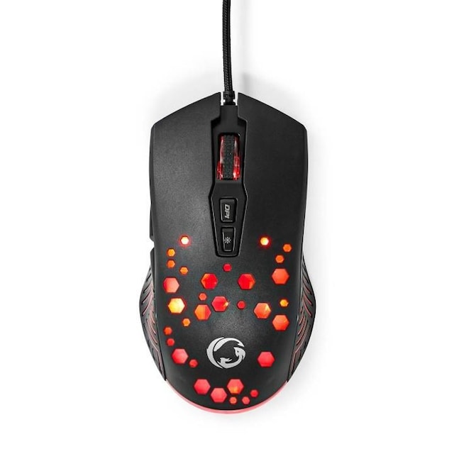 Nedis Gaming Mouse | Kabel | 800 / 1200 / 2400 / 3200 / 4800 / 7200 dpi | Justerbar DPI | Antal knapper: 7 | Programmerbare knapper | Højrehåndet | 1.50 m | RGB