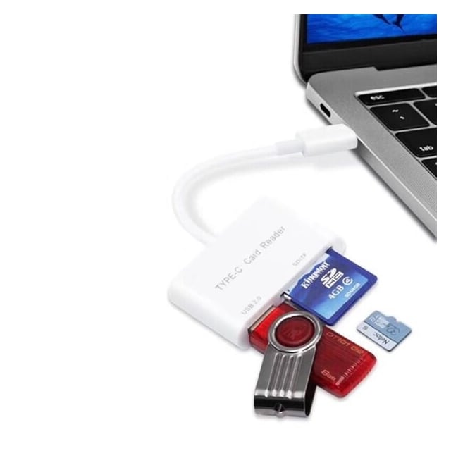 Kortlæser USB Type-C til SD/MicroSD + USB