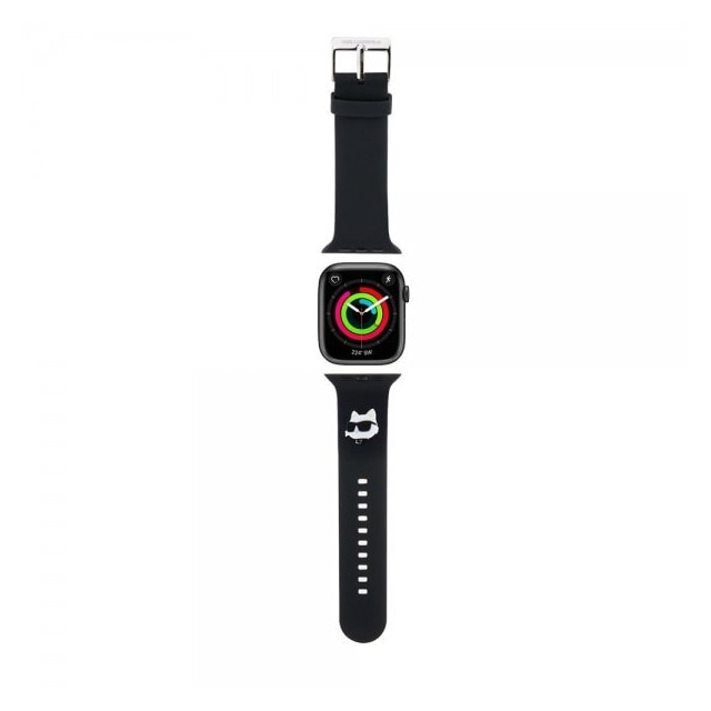Karl Lagerfeld Apple Watch 42/44/45mm/Apple Watch Ultra Armbånd Rubber NFT Choupette Sort