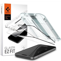 Spigen iPhone 15 Plus Skærmbeskytter GLAS.tR EZ Fit FC Svart 2-pak