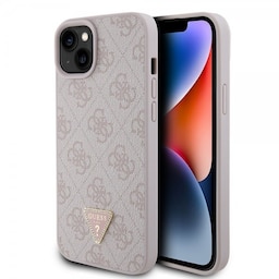 Guess iPhone 15 Plus Cover 4G Metal Triangle Strass Lyserød