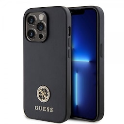 Guess iPhone 15 Pro Cover Metal Logo Strass Sort