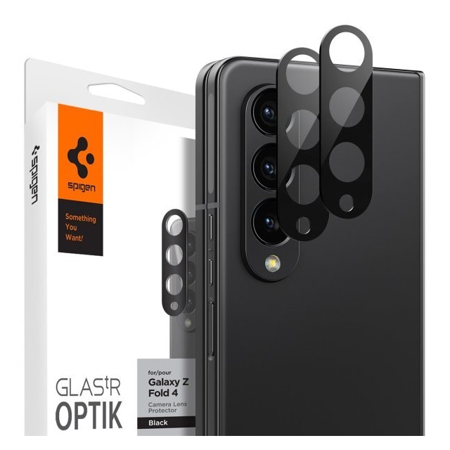 Spigen Samsung Galaxy Z Fold 4 Kameralinsebeskytter Glas.tR Optik 2-pak Sort