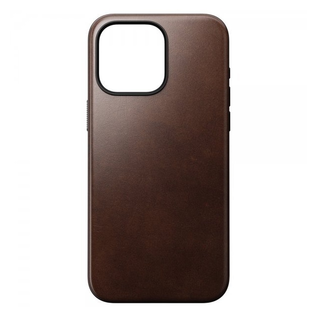 NOMAD iPhone 15 Pro Max Cover Modern Leather Case Horween Rustic Brown