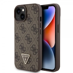 Guess iPhone 15 Cover 4G Metal Triangle Strass Brun