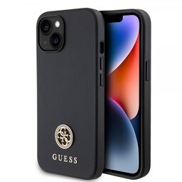 Guess iPhone 15 Cover Metal Logo Strass Sort