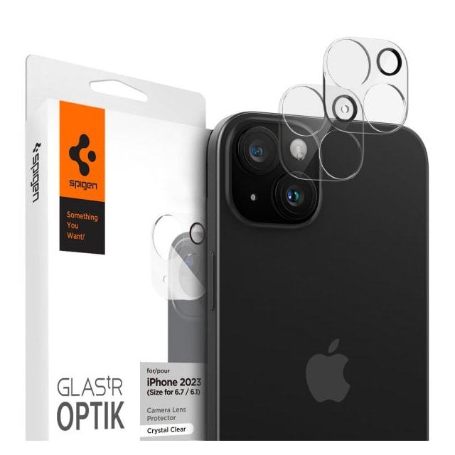 Spigen iPhone 14/15/iPhone 14/15 Plus Kameralinsebeskytter Glas.tR Optik Crystal Clear 2-pak