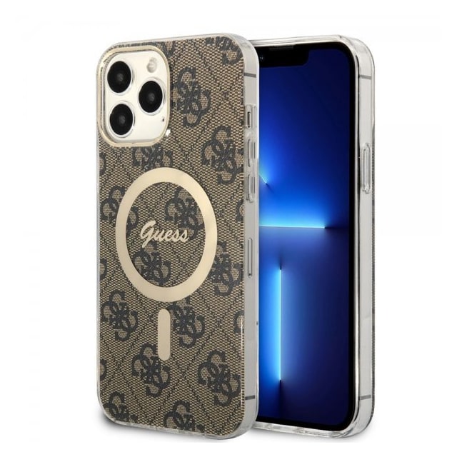 Guess iPhone 13 Pro Max Cover 4G Pattern MagSafe Brun