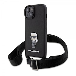 Karl Lagerfeld iPhone 15 Plus Cover Saffiano Crossbody Sort