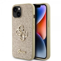 Guess iPhone 15 Cover Fixed Glitter Guld