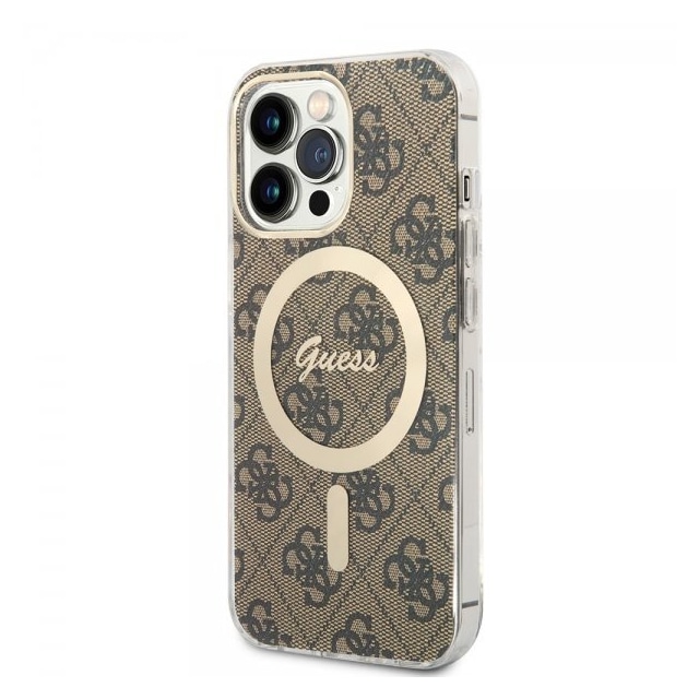 Guess iPhone 13 Pro Cover 4G Pattern MagSafe Brun