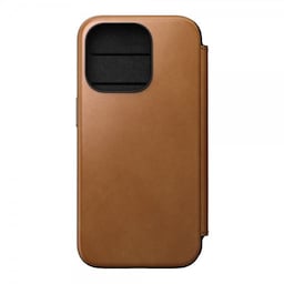 NOMAD iPhone 15 Pro Etui Modern Leather Folio English Tan