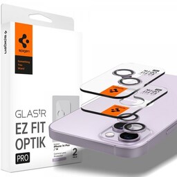 Spigen iPhone 14/iPhone 14 Plus Kameralinsebeskytter GLAS.tR EZ Fit Optik Pro Lilla 2-pak