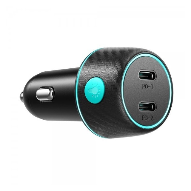 Joyroom Biloplader CCN02 70W Dual PD Car Charger with Light Button USB-C