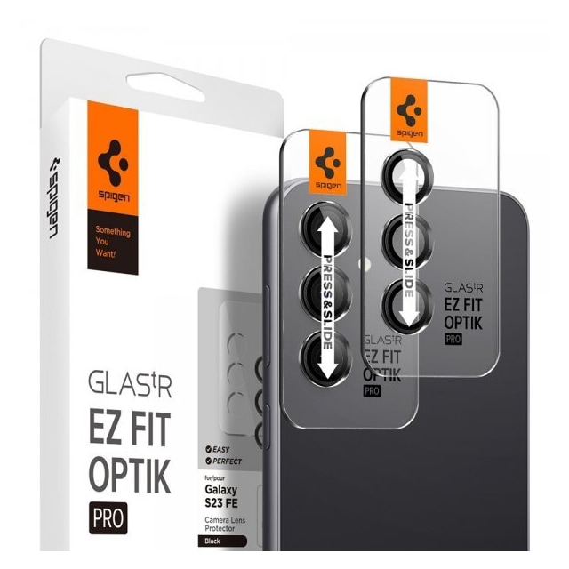 Spigen Samsung Galaxy S23 FE Kameralinsebeskytter Glas.tR EZ Fit Optik 2-pak Sort