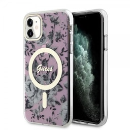Guess iPhone 11 Cover Flower MagSafe Lyserød