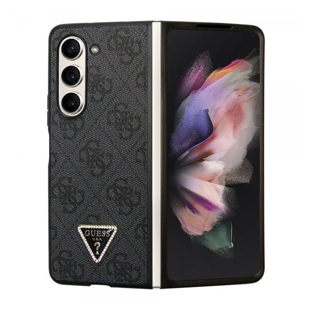 Guess Samsung Galaxy Z Fold 5 Cover 4G Metal Triangle Strass Sort