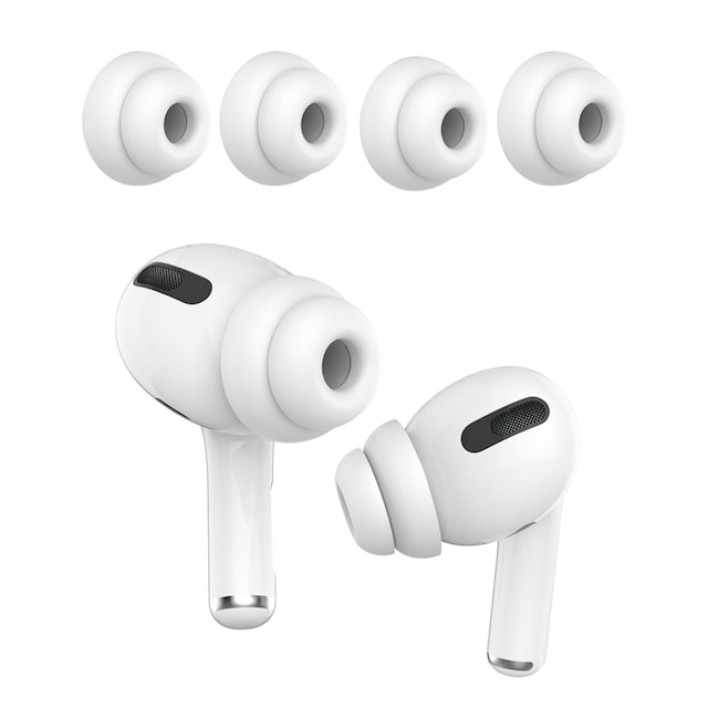 2-PAKK AHASTYLE AirPods Pro 1/2 silikone Ørepropper med dobbelt design L - Hvid