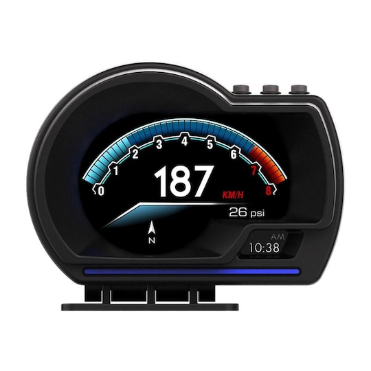 Bil HUD Speedometer OBD2+GPS-måler med overhastighed, omdrejningsalarm |  Elgiganten