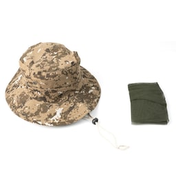 Camouflage bøttehat Kasket med myggenet campingfiskeri - Khaki