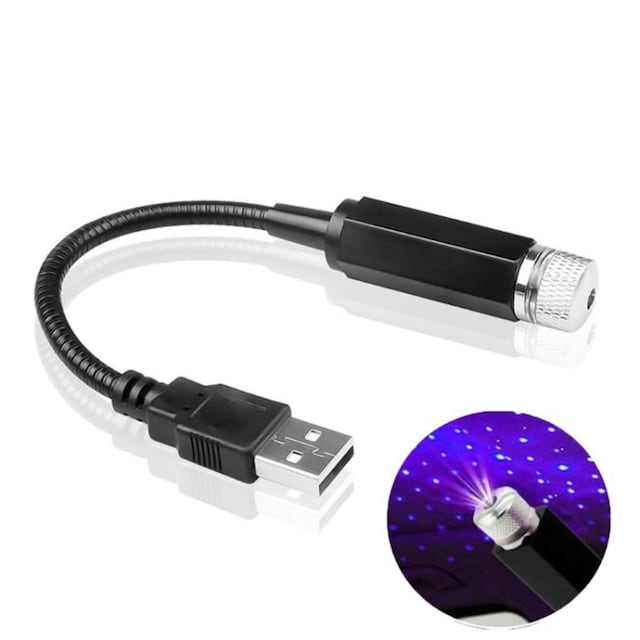 USB Skylight Projektorlys Bilsoveværelsesloft Starlight-projektor - Blå/Lilla Lys