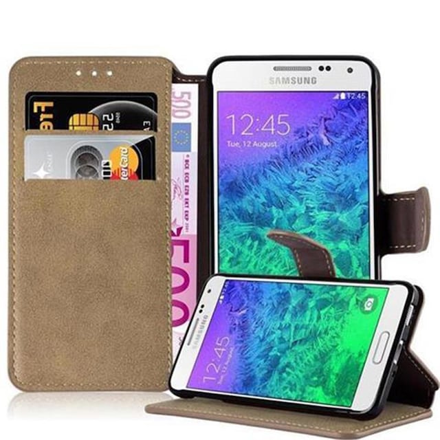 Samsung Galaxy ALPHA Pungetui Cover Case (Brun)