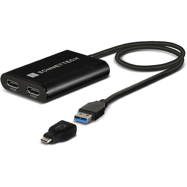 Sonnet USB-A og USB-C Dual 4K HDMI 2.0 Displaylink Adapter til bærbare og M1/M2 Macs