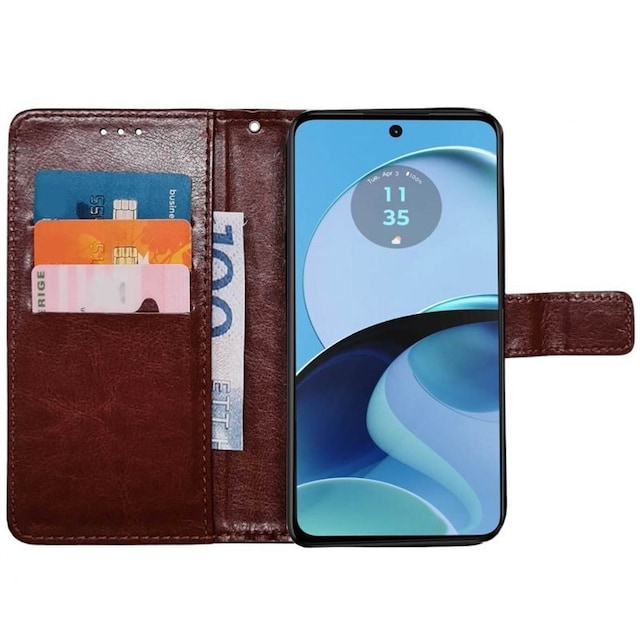 Wallet cover 3-kort Motorola Moto G14 - Brun