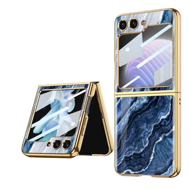 Marble Glass Case Samsung Galaxy Z Flip 5 - Luxury Blue